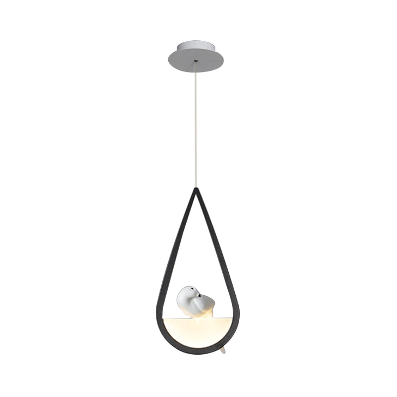 Waterdrop Frame Hanging Lamp Acrylic 1/2/3 Lights Black/White Ceiling Pendant for Dining Room in Warm/White Light Clearhalo 'Ceiling Lights' 'Modern Pendants' 'Modern' 'Pendant Lights' 'Pendants' Lighting' 208705