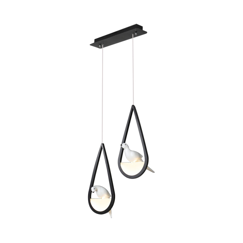 Waterdrop Frame Hanging Lamp Acrylic 1/2/3 Lights Black/White Ceiling Pendant for Dining Room in Warm/White Light Clearhalo 'Ceiling Lights' 'Modern Pendants' 'Modern' 'Pendant Lights' 'Pendants' Lighting' 208708