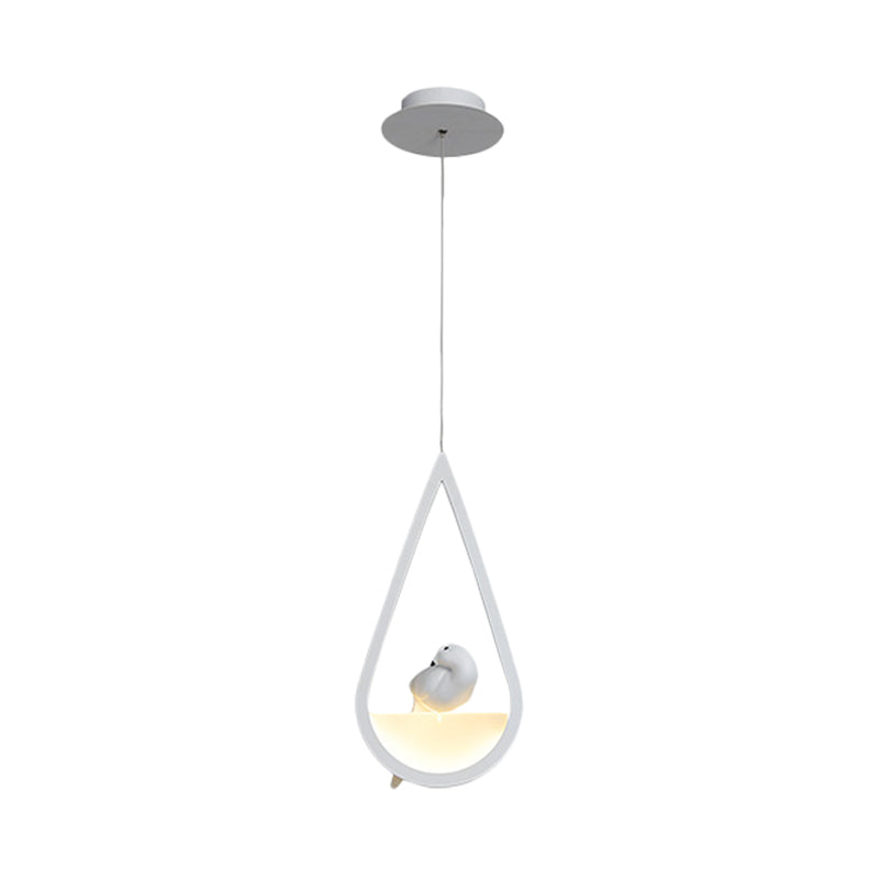 Waterdrop Frame Hanging Lamp Acrylic 1/2/3 Lights Black/White Ceiling Pendant for Dining Room in Warm/White Light Clearhalo 'Ceiling Lights' 'Modern Pendants' 'Modern' 'Pendant Lights' 'Pendants' Lighting' 208714