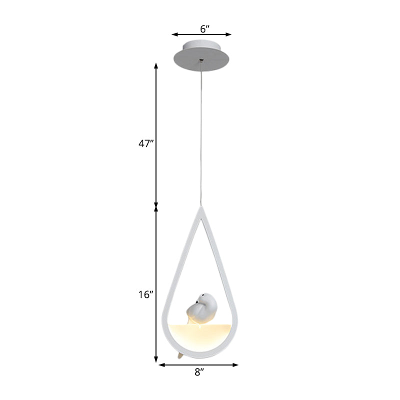 Waterdrop Frame Hanging Lamp Acrylic 1/2/3 Lights Black/White Ceiling Pendant for Dining Room in Warm/White Light Clearhalo 'Ceiling Lights' 'Modern Pendants' 'Modern' 'Pendant Lights' 'Pendants' Lighting' 208715