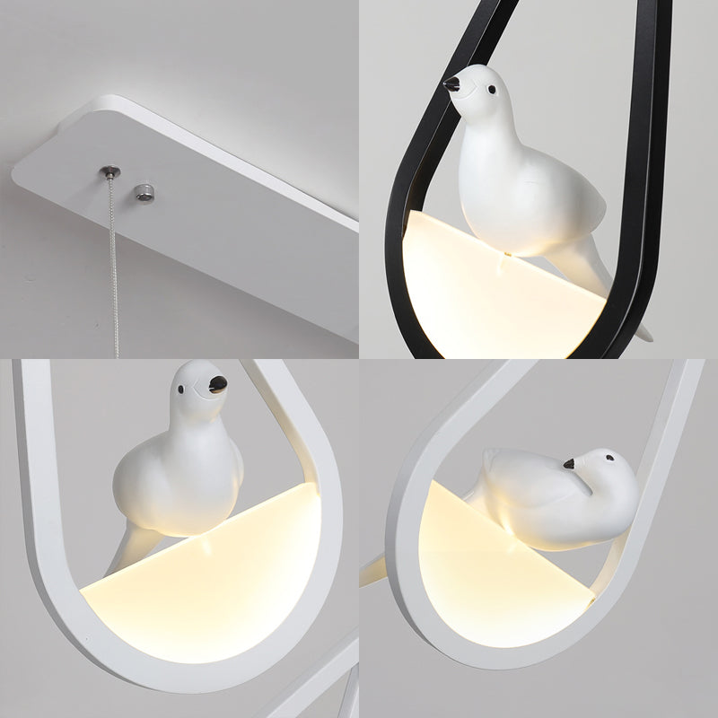 Waterdrop Frame Hanging Lamp Acrylic 1/2/3 Lights Black/White Ceiling Pendant for Dining Room in Warm/White Light Clearhalo 'Ceiling Lights' 'Modern Pendants' 'Modern' 'Pendant Lights' 'Pendants' Lighting' 208724