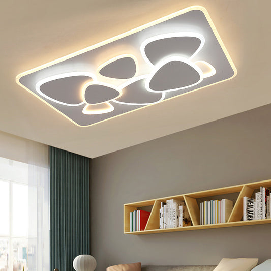 Grey Overlapping Ceiling Mounted Fixture Modern LED Metal Flush Mount Ceiling Lighting in White/Warm Light, 19.5"/38" Wide Grey 38" Clearhalo 'Ceiling Lights' 'Close To Ceiling Lights' 'Close to ceiling' 'Flush mount' Lighting' 208972