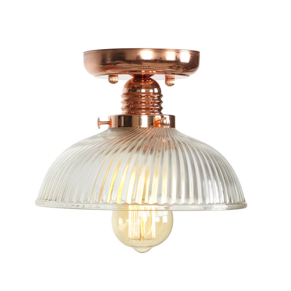 Copper 1 Light Ceiling Lighting Industrial Clear Glass Globe/Pear/Bowl Shade Semi Flush Light Clearhalo 'Ceiling Lights' 'Close To Ceiling Lights' 'Close to ceiling' 'Glass shade' 'Glass' 'Semi-flushmount' Lighting' 209081