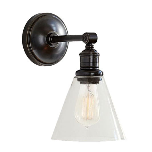 Metal Black/Chrome Sconce Light Globe/Cone 1-Light Industrial Wall Mounted Lighting for Bedroom Clearhalo 'Art deco wall lights' 'Cast Iron' 'Glass' 'Industrial wall lights' 'Industrial' 'Middle century wall lights' 'Modern' 'Rustic wall lights' 'Tiffany' 'Traditional wall lights' 'Wall Lamps & Sconces' 'Wall Lights' Lighting' 209138