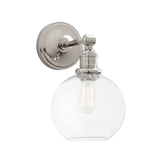 Metal Black/Chrome Sconce Light Globe/Cone 1-Light Industrial Wall Mounted Lighting for Bedroom Clearhalo 'Art deco wall lights' 'Cast Iron' 'Glass' 'Industrial wall lights' 'Industrial' 'Middle century wall lights' 'Modern' 'Rustic wall lights' 'Tiffany' 'Traditional wall lights' 'Wall Lamps & Sconces' 'Wall Lights' Lighting' 209141