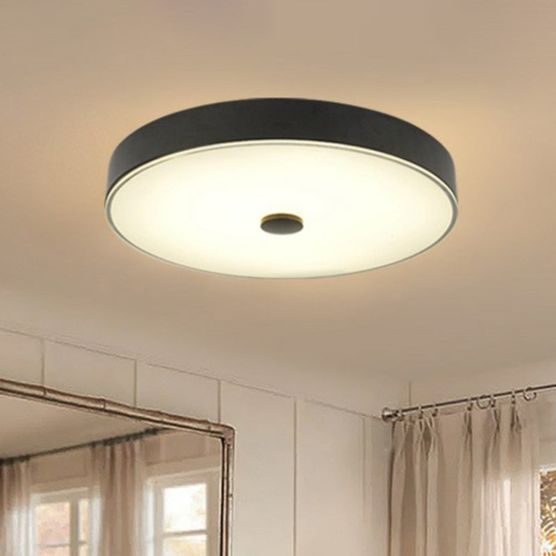 Cream Glass Round Shaped LED Flush Mount Lighting Classic Bedroom Flush Mount Fixture Black Clearhalo 'Ceiling Lights' 'Close To Ceiling Lights' 'Close to ceiling' 'Flush mount' Lighting' 2091470