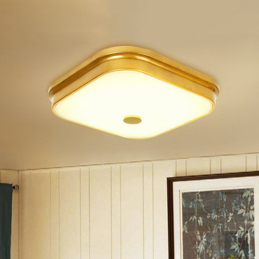 Traditional Square Shade LED Flush Mount Opal Glass Flushmount Ceiling Light Fixture Gold Clearhalo 'Ceiling Lights' 'Close To Ceiling Lights' 'Close to ceiling' 'Flush mount' Lighting' 2091476