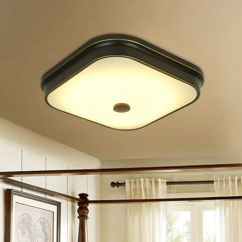 Traditional Square Shade LED Flush Mount Opal Glass Flushmount Ceiling Light Fixture Black Clearhalo 'Ceiling Lights' 'Close To Ceiling Lights' 'Close to ceiling' 'Flush mount' Lighting' 2091478