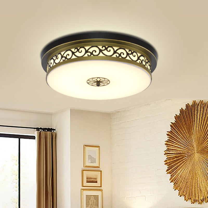 Brown-Black Shaded Flush Mount Lighting Retro Acrylic Single Bedroom Flush Mount Ceiling Light Brown-Black A Clearhalo 'Ceiling Lights' 'Close To Ceiling Lights' 'Close to ceiling' 'Flush mount' Lighting' 2091519