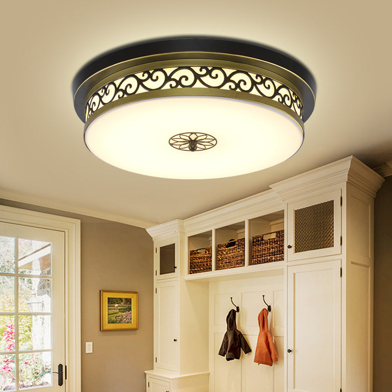 Brown-Black Shaded Flush Mount Lighting Retro Acrylic Single Bedroom Flush Mount Ceiling Light Clearhalo 'Ceiling Lights' 'Close To Ceiling Lights' 'Close to ceiling' 'Flush mount' Lighting' 2091520