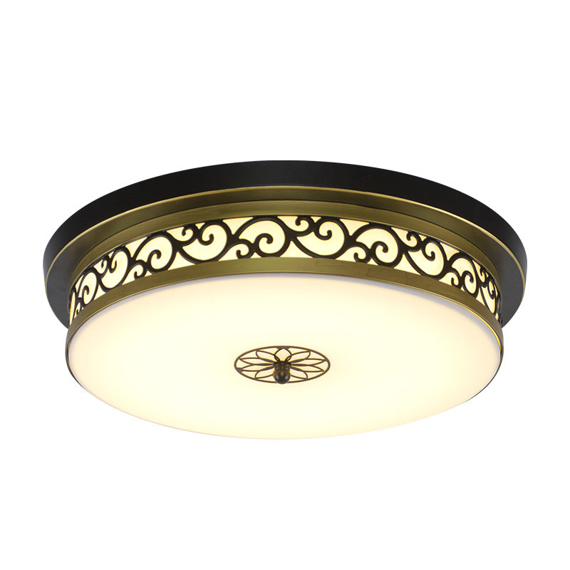 Brown-Black Shaded Flush Mount Lighting Retro Acrylic Single Bedroom Flush Mount Ceiling Light Clearhalo 'Ceiling Lights' 'Close To Ceiling Lights' 'Close to ceiling' 'Flush mount' Lighting' 2091521