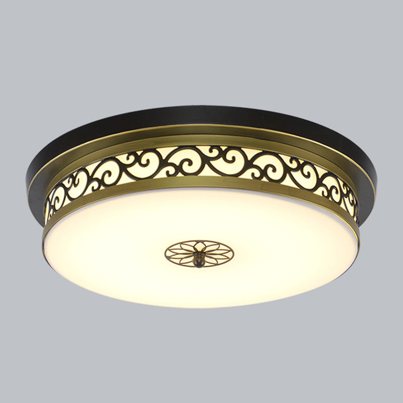 Brown-Black Shaded Flush Mount Lighting Retro Acrylic Single Bedroom Flush Mount Ceiling Light Clearhalo 'Ceiling Lights' 'Close To Ceiling Lights' 'Close to ceiling' 'Flush mount' Lighting' 2091522