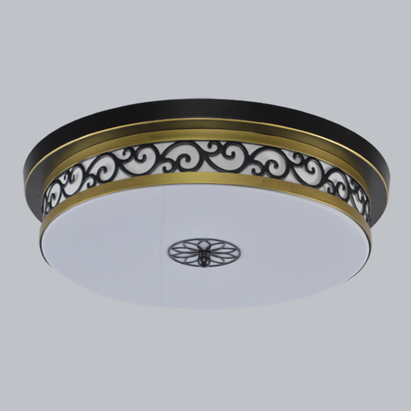 Brown-Black Shaded Flush Mount Lighting Retro Acrylic Single Bedroom Flush Mount Ceiling Light Clearhalo 'Ceiling Lights' 'Close To Ceiling Lights' 'Close to ceiling' 'Flush mount' Lighting' 2091523