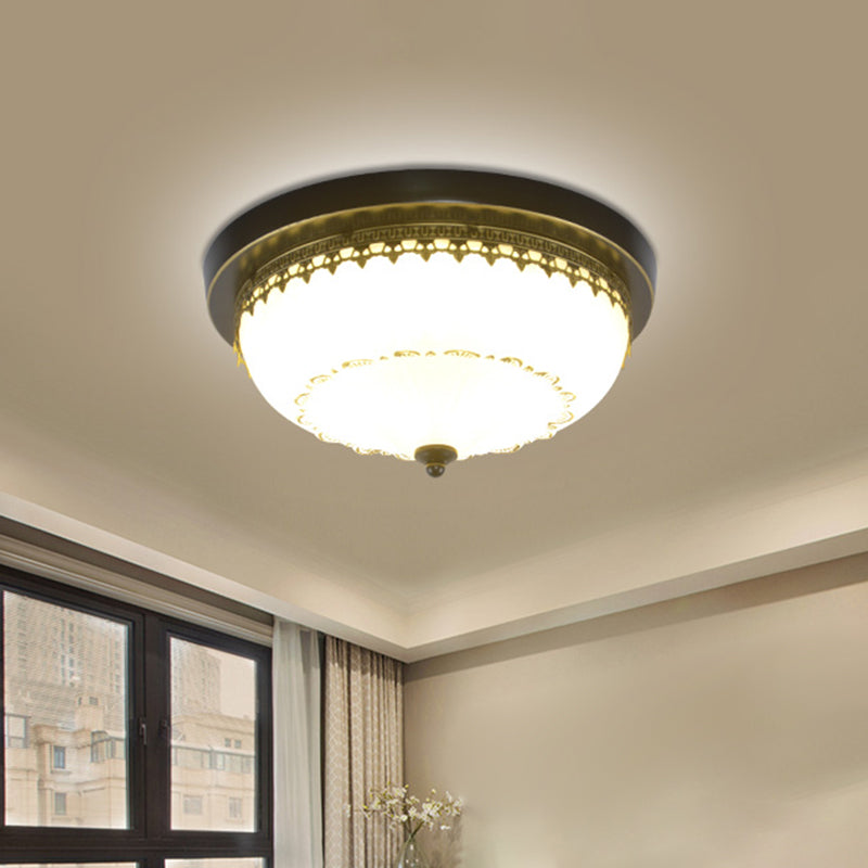 Brown-Black Shaded Flush Mount Lighting Retro Acrylic Single Bedroom Flush Mount Ceiling Light Brown-Black E Clearhalo 'Ceiling Lights' 'Close To Ceiling Lights' 'Close to ceiling' 'Flush mount' Lighting' 2091529