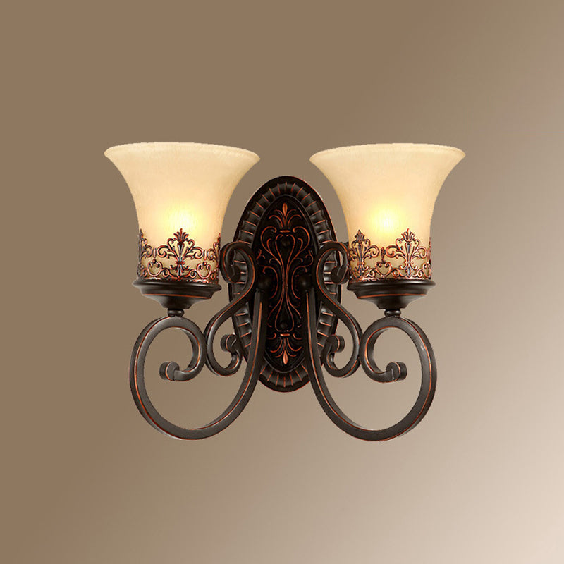 Bell Shade Frosted Glass Wall Mount Light Retro Corridor Wall Lighting for Bedroom 2.0 Copper Clearhalo 'Wall Lamps & Sconces' 'Wall Lights' Lighting' 2091547