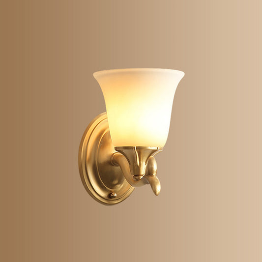 Bell Shaped Living Room Wall Lighting Retro Frosted Glass Gold Wall Mounted Light Clearhalo 'Wall Lamps & Sconces' 'Wall Lights' Lighting' 2091570