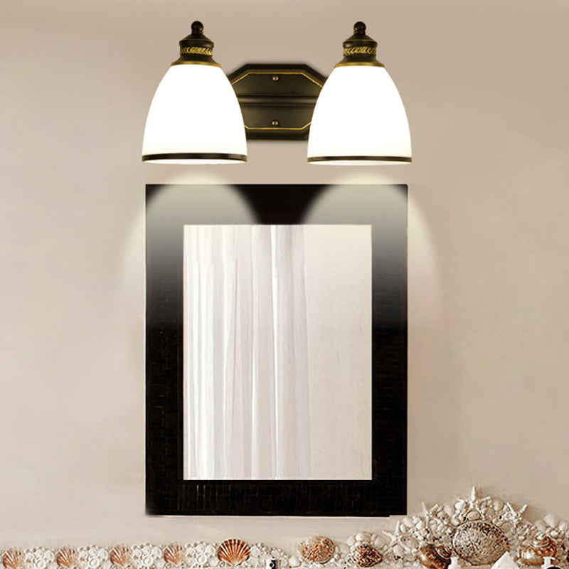 Bell Shape Living Room Wall Light Classic Cream Glass Black Wall Lighting Fixture 2.0 Black Clearhalo 'Wall Lamps & Sconces' 'Wall Lights' Lighting' 2091628