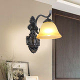 Black Wall Mount Light Traditional Cream Glass Flared Shape Wall Light Fixture for Living Room Clearhalo 'Wall Lamps & Sconces' 'Wall Lights' Lighting' 2091638