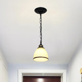 Traditional Bell Shade Ceiling Light Single-Bulb White Frost Glass Hanging Pendant Light Clearhalo 'Ceiling Lights' 'Glass shade' 'Glass' 'Pendant Lights' 'Pendants' Lighting' 2091718