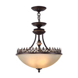3 Bulbs Chandelier Pendant Light Vintage Bowl Frosted Glass Hanging Light in Black Clearhalo 'Ceiling Lights' 'Chandeliers' 'Glass shade' 'Glass' Lighting' 2091802