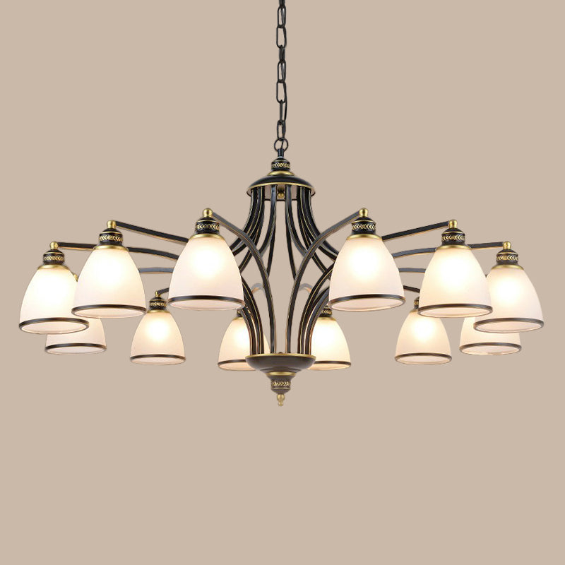 Bell Shade Frost Glass Ceiling Lighting Traditional Living Room Chandelier Light Fixture Clearhalo 'Ceiling Lights' 'Chandeliers' Lighting' options 2091989