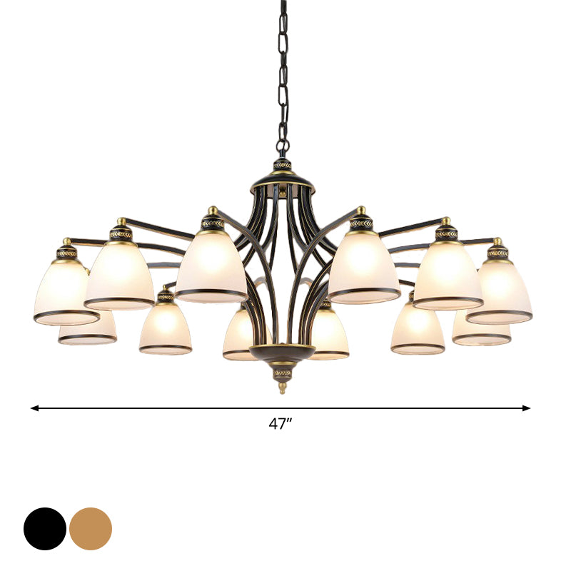 Bell Shade Frost Glass Ceiling Lighting Traditional Living Room Chandelier Light Fixture Clearhalo 'Ceiling Lights' 'Chandeliers' Lighting' options 2091990