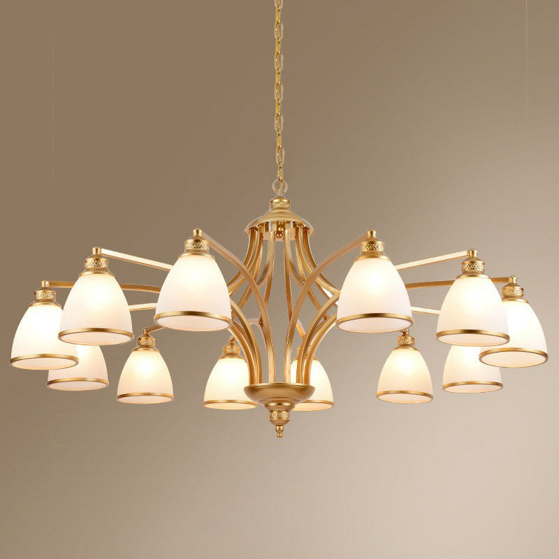 Bell Shade Frost Glass Ceiling Lighting Traditional Living Room Chandelier Light Fixture Clearhalo 'Ceiling Lights' 'Chandeliers' Lighting' options 2091991