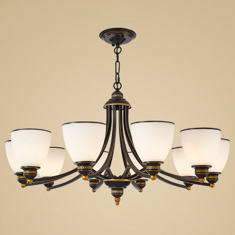 Frosted Glass Bell Shade Chandelier Pendant Light Vintage Living Room Hanging Light Clearhalo 'Ceiling Lights' 'Chandeliers' Lighting' options 2092008