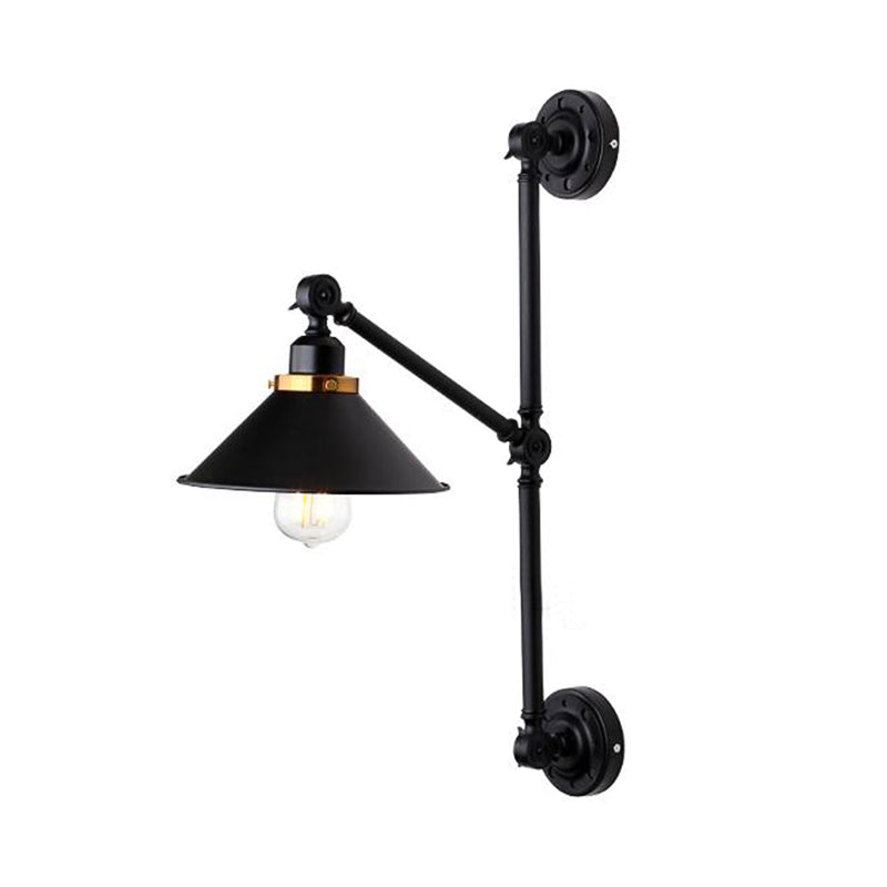 Barn Shade Corridor Wall Lamp Industrial Stylish Metal 1 Light Black Adjustable Sconce Light Fixture, 8"/10" Width Clearhalo 'Art deco wall lights' 'Cast Iron' 'Glass' 'Industrial wall lights' 'Industrial' 'Middle century wall lights' 'Modern' 'Rustic wall lights' 'Tiffany' 'Traditional wall lights' 'Wall Lamps & Sconces' 'Wall Lights' Lighting' 209212