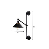 Barn Shade Corridor Wall Lamp Industrial Stylish Metal 1 Light Black Adjustable Sconce Light Fixture, 8"/10" Width Clearhalo 'Art deco wall lights' 'Cast Iron' 'Glass' 'Industrial wall lights' 'Industrial' 'Middle century wall lights' 'Modern' 'Rustic wall lights' 'Tiffany' 'Traditional wall lights' 'Wall Lamps & Sconces' 'Wall Lights' Lighting' 209213