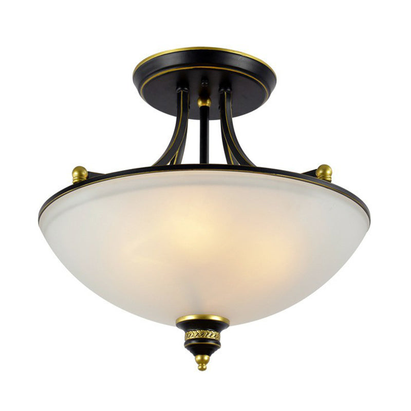 Classic Bowl Shaped Semi Flush 4 Heads Frost Glass Semi Flush Light Fixture for Dining Room Clearhalo 'Ceiling Lights' 'Close To Ceiling Lights' 'Lighting' 2092172_fb1bfdc9-605b-4315-b4a7-232bea2d161c