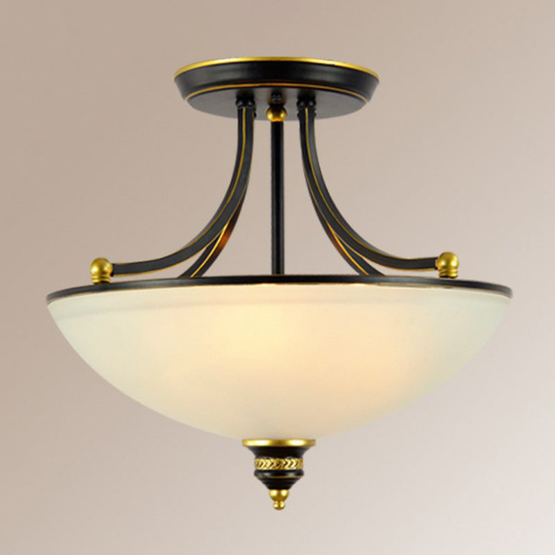 Classic Bowl Shaped Semi Flush 4 Heads Frost Glass Semi Flush Light Fixture for Dining Room Clearhalo 'Ceiling Lights' 'Close To Ceiling Lights' 'Lighting' 2092173_fde64eac-2bcf-41ce-ae37-b48ecfec5f8f