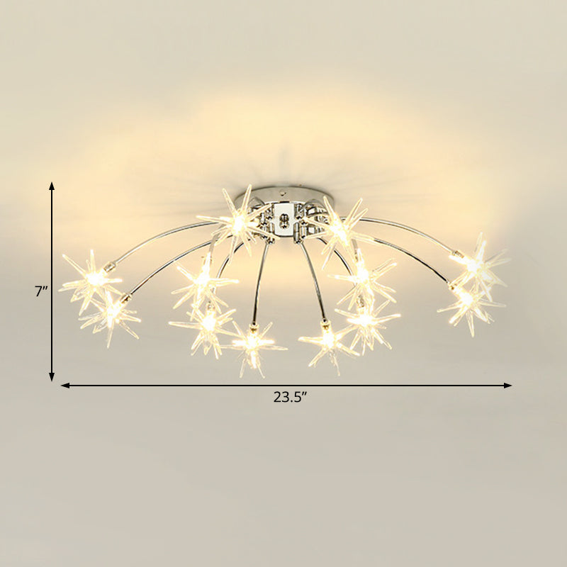 Firework-Shaped Metal Semi Flush Mount Contemporary 12/15/21 Lights Chrome/Gold Led Semi Flush Ceiling Light Fixture Clearhalo 'Ceiling Lights' 'Close To Ceiling Lights' 'Close to ceiling' 'Semi-flushmount' Lighting' 209227