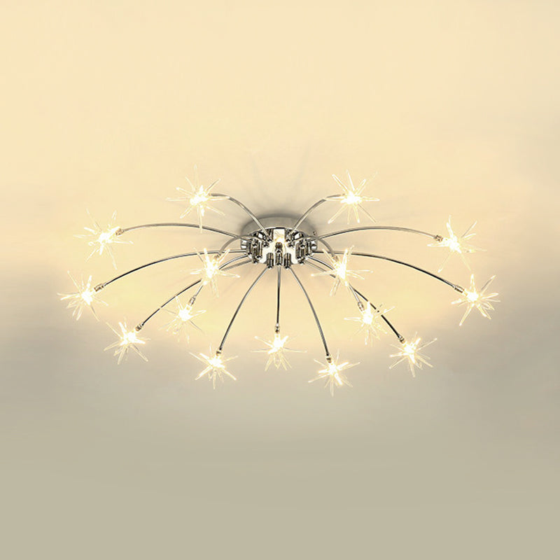 Firework-Shaped Metal Semi Flush Mount Contemporary 12/15/21 Lights Chrome/Gold Led Semi Flush Ceiling Light Fixture Clearhalo 'Ceiling Lights' 'Close To Ceiling Lights' 'Close to ceiling' 'Semi-flushmount' Lighting' 209230