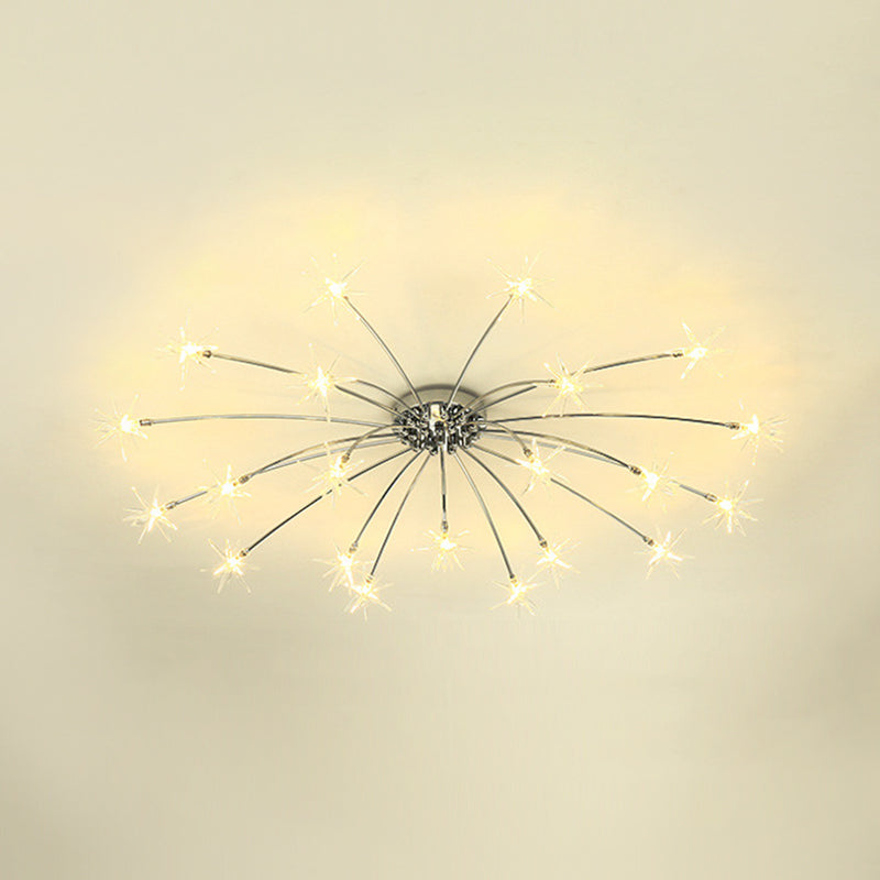 Firework-Shaped Metal Semi Flush Mount Contemporary 12/15/21 Lights Chrome/Gold Led Semi Flush Ceiling Light Fixture Clearhalo 'Ceiling Lights' 'Close To Ceiling Lights' 'Close to ceiling' 'Semi-flushmount' Lighting' 209234