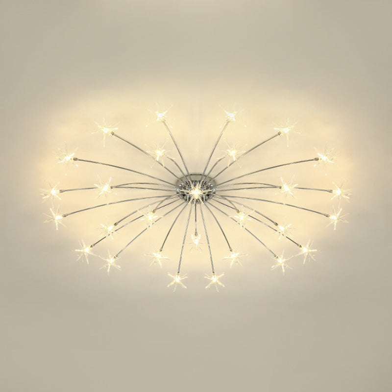 Firework-Shaped Metal Semi Flush Mount Contemporary 12/15/21 Lights Chrome/Gold Led Semi Flush Ceiling Light Fixture Clearhalo 'Ceiling Lights' 'Close To Ceiling Lights' 'Close to ceiling' 'Semi-flushmount' Lighting' 209238