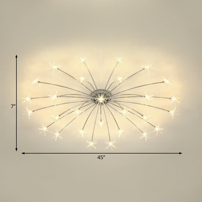 Firework-Shaped Metal Semi Flush Mount Contemporary 12/15/21 Lights Chrome/Gold Led Semi Flush Ceiling Light Fixture Clearhalo 'Ceiling Lights' 'Close To Ceiling Lights' 'Close to ceiling' 'Semi-flushmount' Lighting' 209239