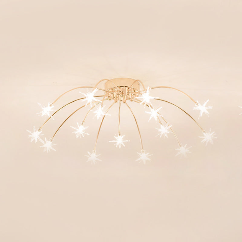 Firework-Shaped Metal Semi Flush Mount Contemporary 12/15/21 Lights Chrome/Gold Led Semi Flush Ceiling Light Fixture Clearhalo 'Ceiling Lights' 'Close To Ceiling Lights' 'Close to ceiling' 'Semi-flushmount' Lighting' 209246