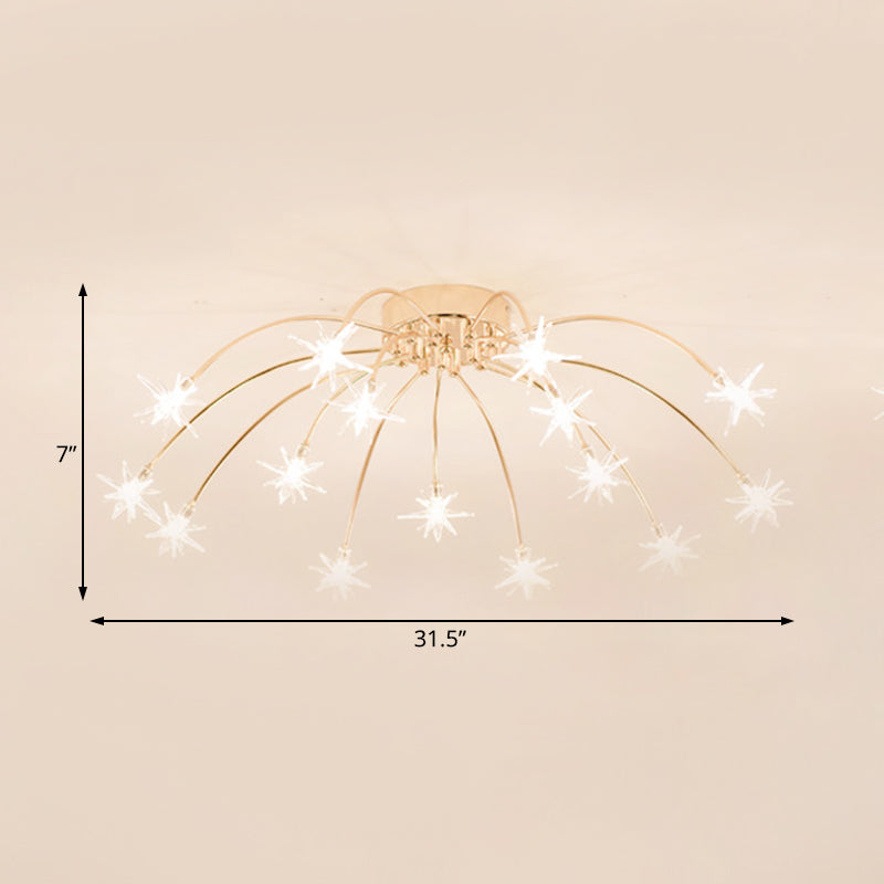 Firework-Shaped Metal Semi Flush Mount Contemporary 12/15/21 Lights Chrome/Gold Led Semi Flush Ceiling Light Fixture Clearhalo 'Ceiling Lights' 'Close To Ceiling Lights' 'Close to ceiling' 'Semi-flushmount' Lighting' 209247