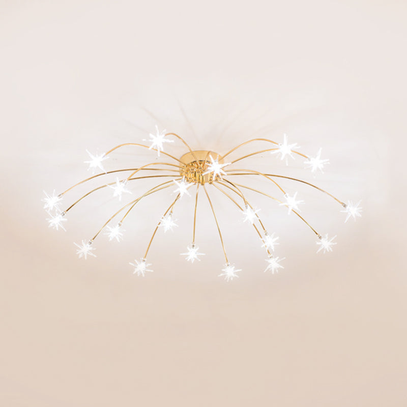 Firework-Shaped Metal Semi Flush Mount Contemporary 12/15/21 Lights Chrome/Gold Led Semi Flush Ceiling Light Fixture Clearhalo 'Ceiling Lights' 'Close To Ceiling Lights' 'Close to ceiling' 'Semi-flushmount' Lighting' 209250