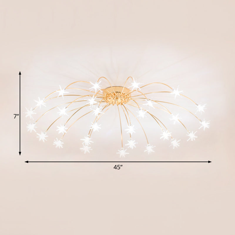 Firework-Shaped Metal Semi Flush Mount Contemporary 12/15/21 Lights Chrome/Gold Led Semi Flush Ceiling Light Fixture Clearhalo 'Ceiling Lights' 'Close To Ceiling Lights' 'Close to ceiling' 'Semi-flushmount' Lighting' 209255