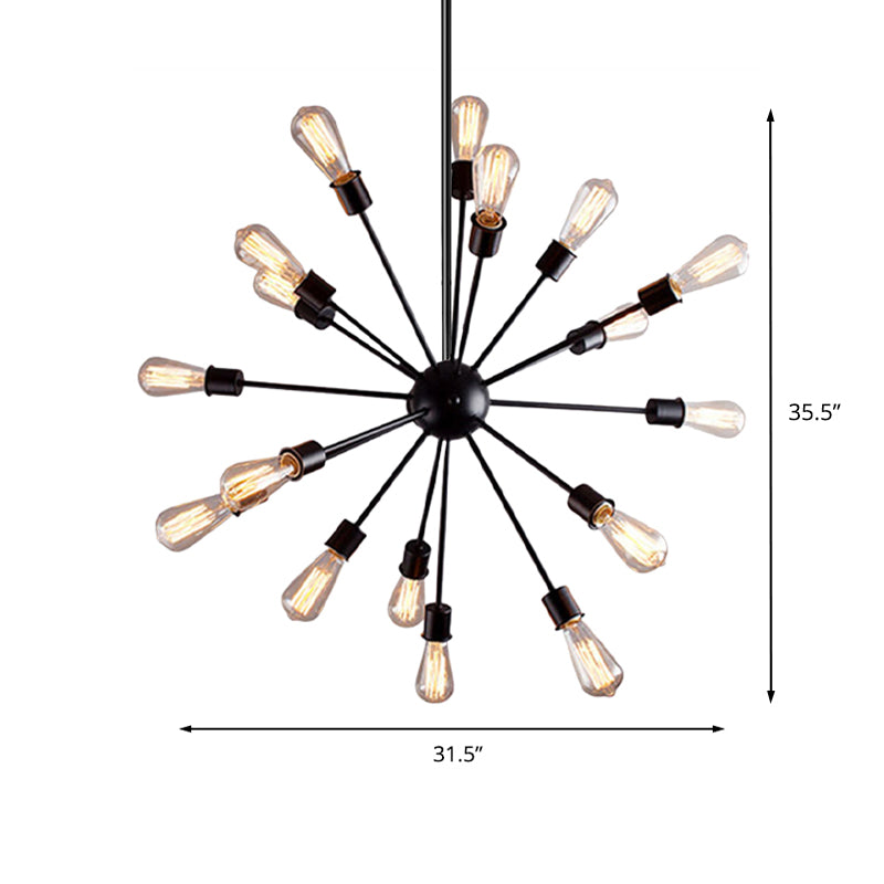 Black 9/12 Lights Chandelier Lighting Retro Industrial Metal Sputnik Pendant Lighting Fixture for Dining Room Clearhalo 'Cast Iron' 'Ceiling Lights' 'Chandeliers' 'Industrial Chandeliers' 'Industrial' 'Metal' 'Middle Century Chandeliers' 'Rustic Chandeliers' 'Tiffany' Lighting' 209572