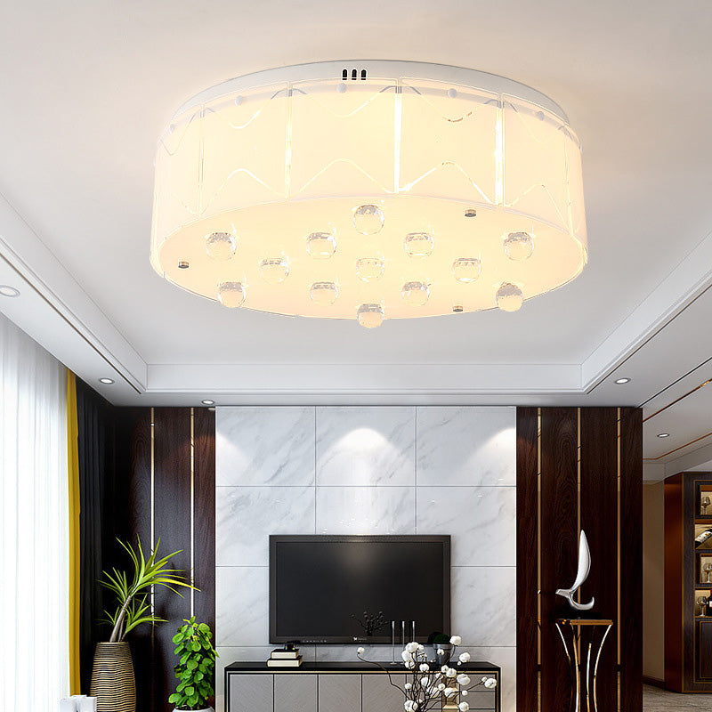 Crystal Drum Flush Mount Light Contemporary Multi Lights Led Flush Ceiling Lamp Fixture in White White Clearhalo 'Ceiling Lights' 'Close To Ceiling Lights' 'Close to ceiling' 'Flush mount' Lighting' 209573