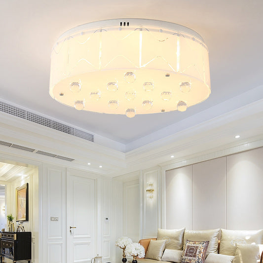 Crystal Drum Flush Mount Light Contemporary Multi Lights Led Flush Ceiling Lamp Fixture in White Clearhalo 'Ceiling Lights' 'Close To Ceiling Lights' 'Close to ceiling' 'Flush mount' Lighting' 209574