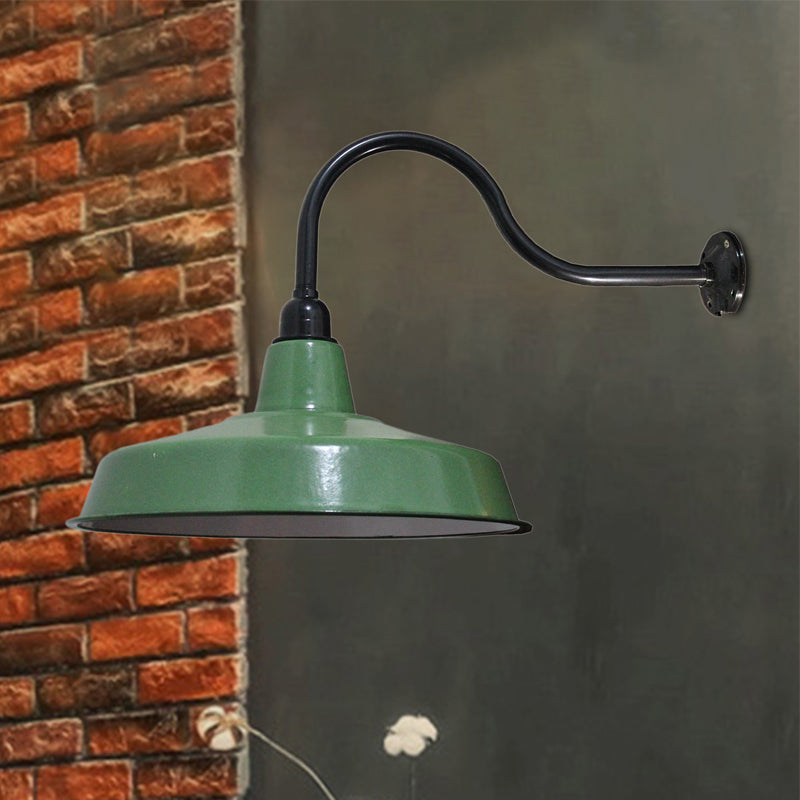 Vintage Style Barn Wall Light Fixture 14"/16" Dia 1 Bulb Metal Sconce Wall Lighting in Green for Restaurant Green Clearhalo 'Art deco wall lights' 'Cast Iron' 'Glass' 'Industrial wall lights' 'Industrial' 'Middle century wall lights' 'Modern' 'Rustic wall lights' 'Tiffany' 'Traditional wall lights' 'Wall Lamps & Sconces' 'Wall Lights' Lighting' 209603