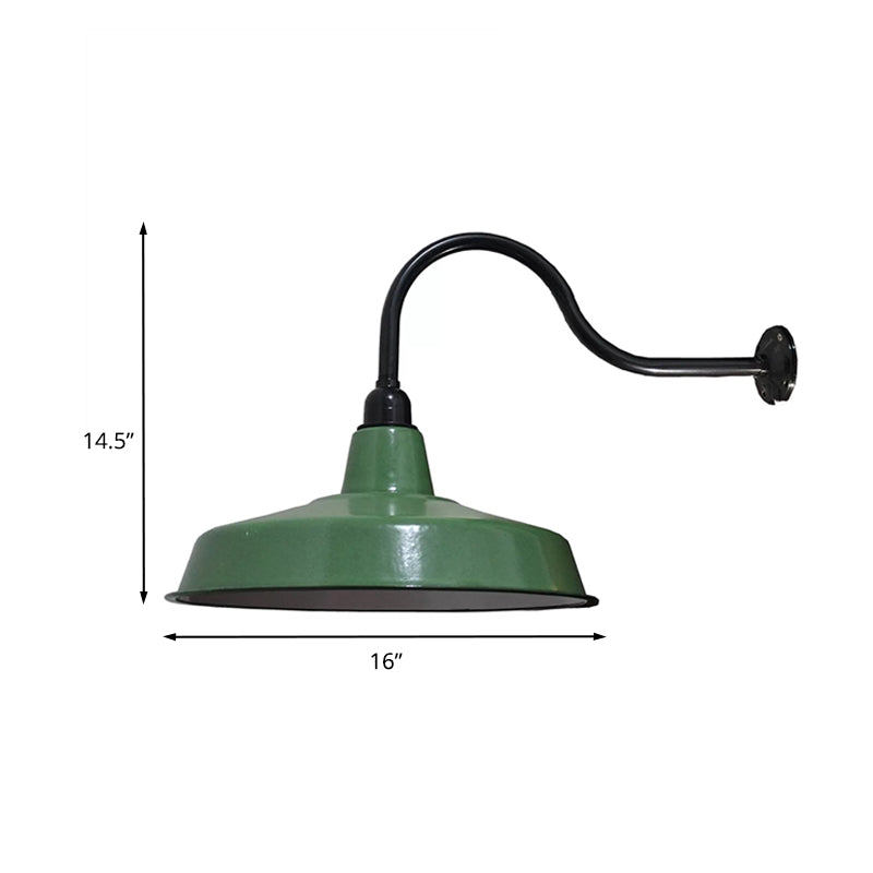 Vintage Style Barn Wall Light Fixture 14"/16" Dia 1 Bulb Metal Sconce Wall Lighting in Green for Restaurant Clearhalo 'Art deco wall lights' 'Cast Iron' 'Glass' 'Industrial wall lights' 'Industrial' 'Middle century wall lights' 'Modern' 'Rustic wall lights' 'Tiffany' 'Traditional wall lights' 'Wall Lamps & Sconces' 'Wall Lights' Lighting' 209607