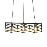 31.5"/32" Dia Linear Metal Island Lighting Industrial 3 Lights Dining Room Hanging Light with Cage Shade in Black Clearhalo 'Ceiling Lights' 'Island Lights' Lighting' 209688