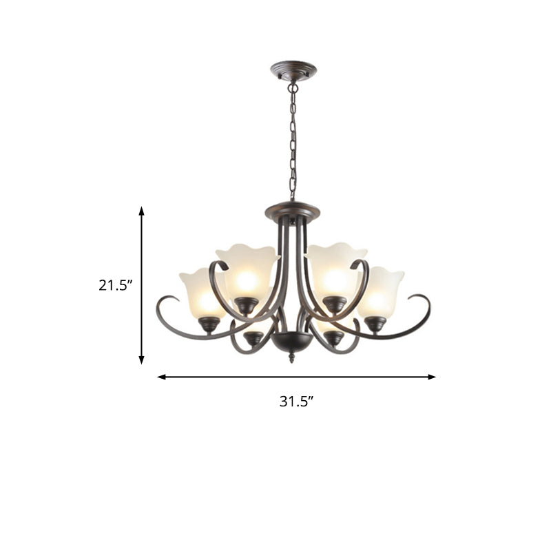 3/6/8 Lights Flared Chandelier Traditional Pewter Frosted Glass Pendant Light Fixture for Living Room Clearhalo 'Ceiling Lights' 'Chandeliers' Lighting' options 209778