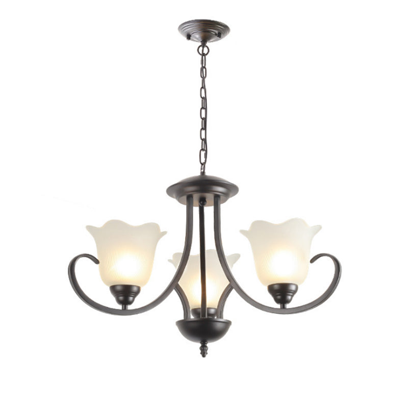 3/6/8 Lights Flared Chandelier Traditional Pewter Frosted Glass Pendant Light Fixture for Living Room Clearhalo 'Ceiling Lights' 'Chandeliers' Lighting' options 209780