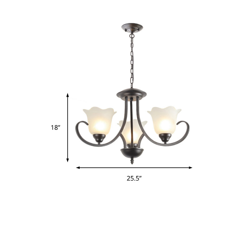 3/6/8 Lights Flared Chandelier Traditional Pewter Frosted Glass Pendant Light Fixture for Living Room Clearhalo 'Ceiling Lights' 'Chandeliers' Lighting' options 209781